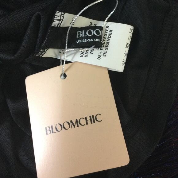 BLOOMCHIC 22-24 3X Plus Luxe Mesh Pleated Elastic Waist Wrap Midi Dress NWT B101 - Picture 8 of 10
